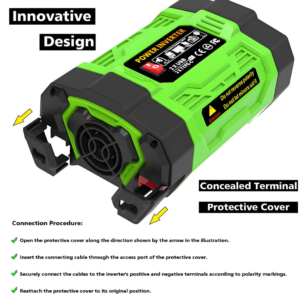 Brazilian Socket Car Inverter200W300W600W12V Turn110V/220V Double Socket USB/Type-C