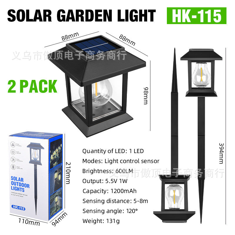 New Solar Lawn Light Outdoor Automatic Sensor Tungsten Lamp Garden Decoration Ground Plug Courtyard Landscape House Light