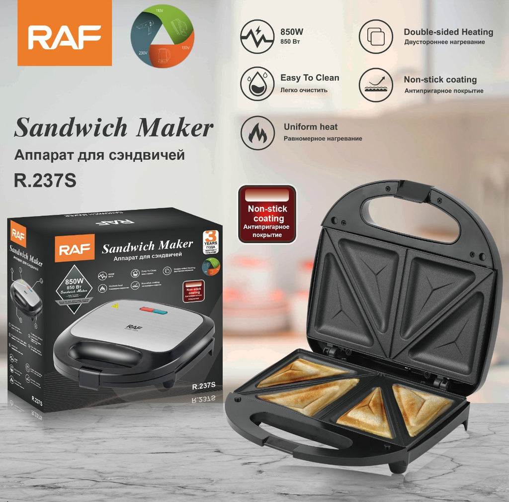 RAF European Standard Household Portable Light Food Breakfast Machine Multi-Functional Sandwich Maker Toast Bread Baking