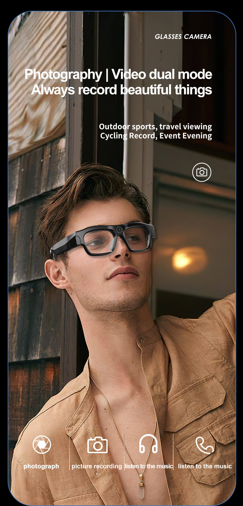 AI Glasses mate2Black Technology Translation Bluetooth Glasses Camera Photo Outdoor Windproof Card Insert Video Glasses