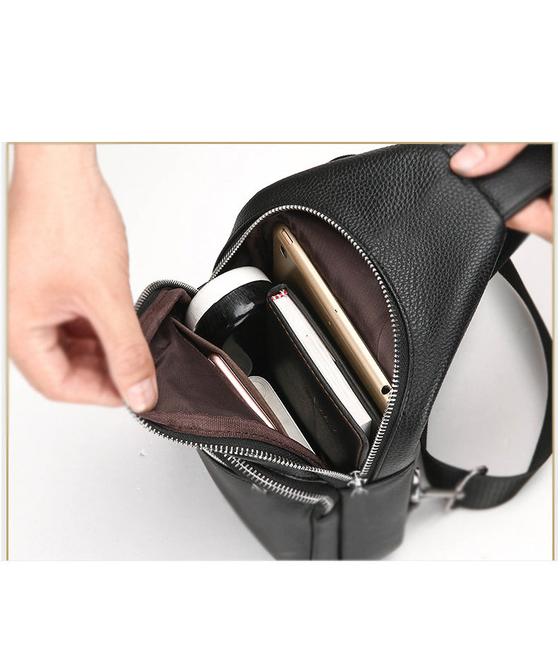 Anti-theft Fingerprint Lock Bag Top Layer Cowhide Men's Single Shoulder Crossbody Bag Multifunctional Crossbody High-end Genuine Leather Chest Bag