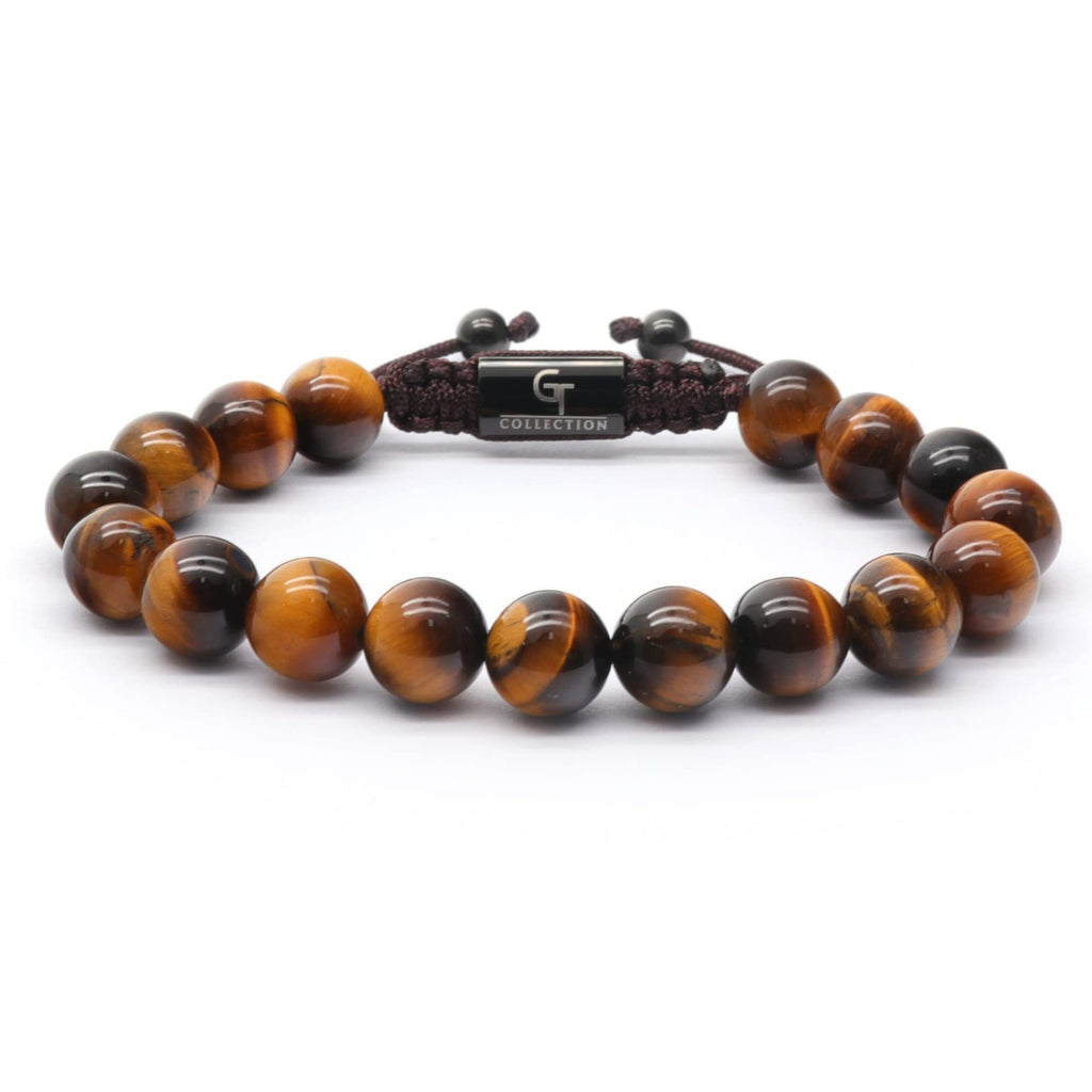 Men's Black Matte Woven Bracelet with Natural Stone10mm Beaded Stretch Bracelet Lapis Lazuli Tiger Eye Stone Woven Bracelet