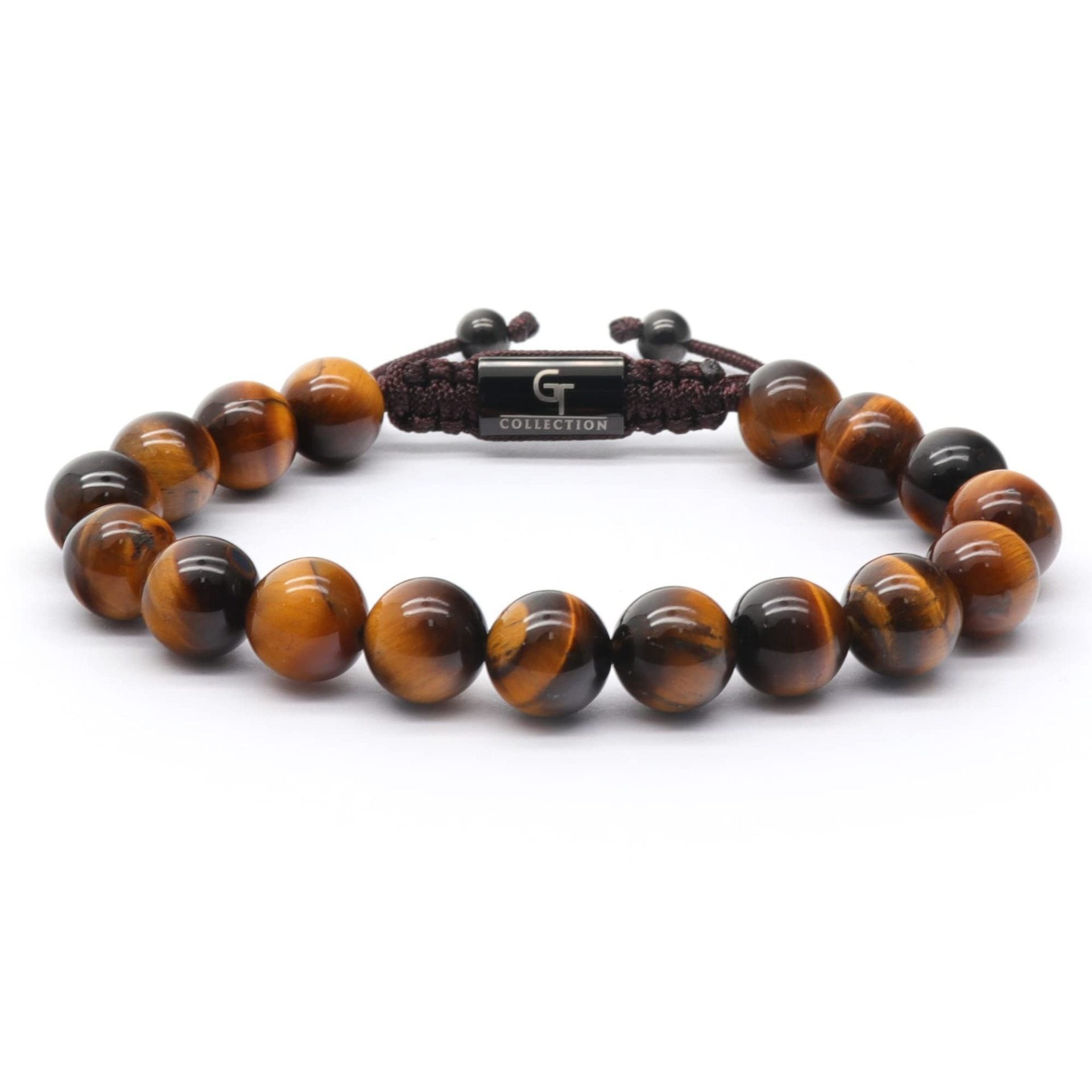 Men's Black Matte Woven Bracelet with Natural Stone10mm Beaded Stretch Bracelet Lapis Lazuli Tiger Eye Stone Woven Bracelet