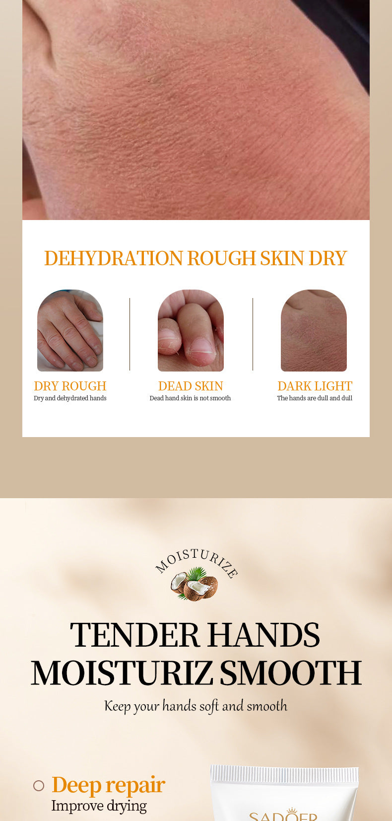 Coconut Hand Cream SADOER Hydrating, moisturizing, anti-chapping, nourishing hand cream for  foreign trade wholesale