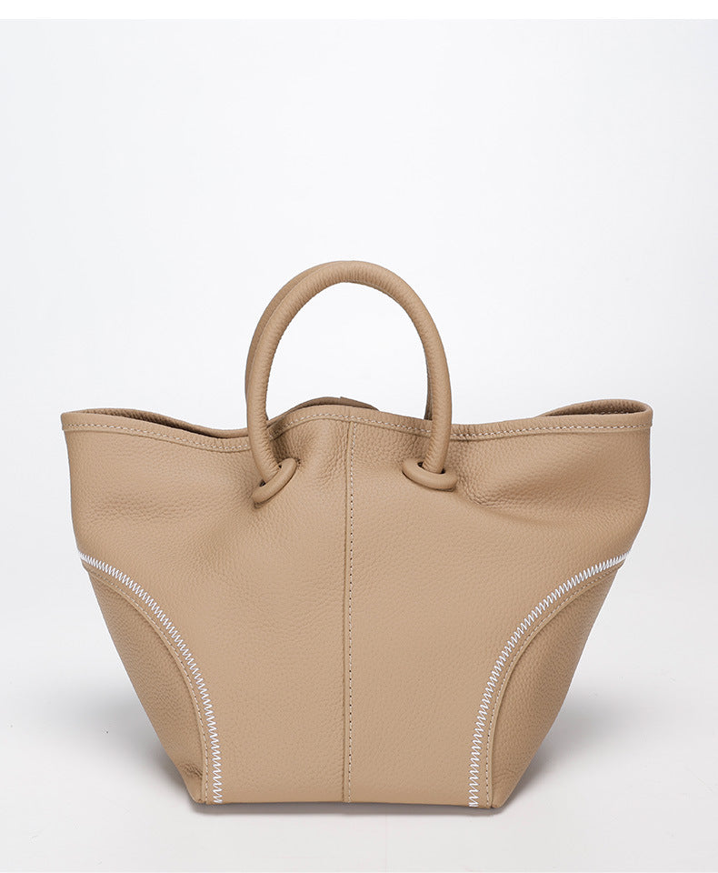 Niche Design Commuter Basket Handbag Tote Bag2024New style lazy style single shoulder bag, soft leather crossbody bag for women