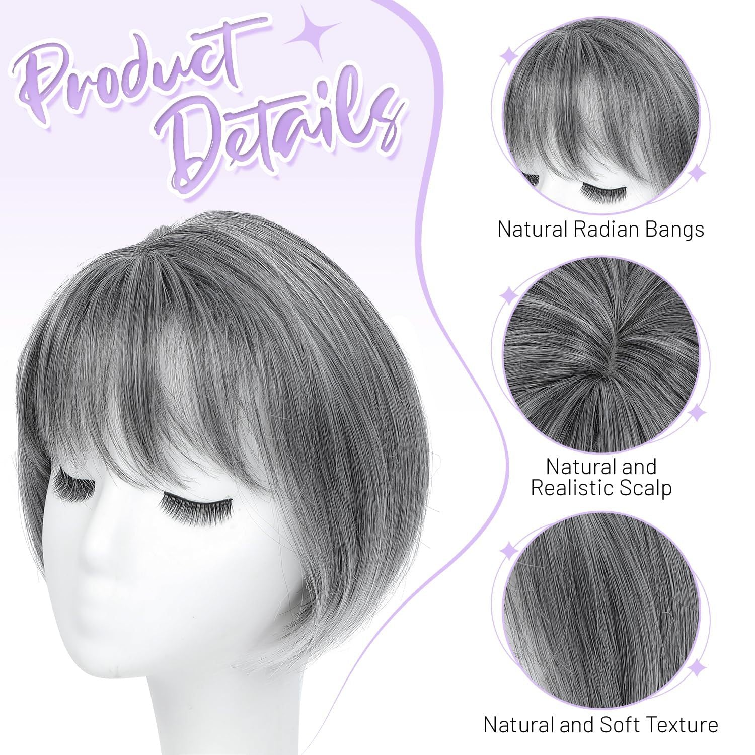 Women's Hair Topper Hairpiece bobo Head Export Cross-Border European and American Synthetic Hair Bangs Hairpiece