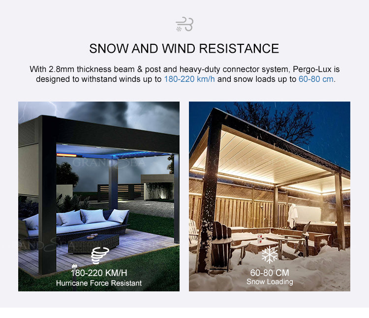Waterproof Pergola Leisure Garden Motorized Louvered Roof Aluminium Outdoor Bioclimatic Pergola Aluminum