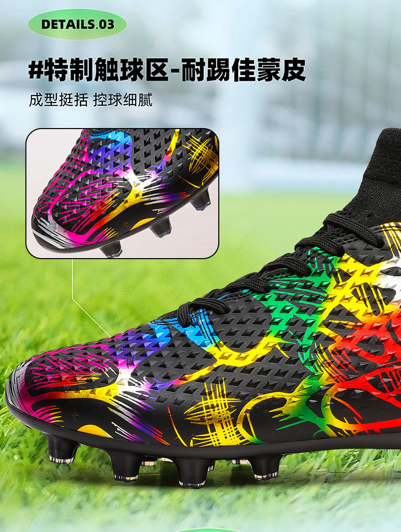 Youth Football Shoes Men and Women Long Spikes Adult Professional Sports Training Shoes Artificial Grass Non-Slip Wear-Resistant Competition Shoes