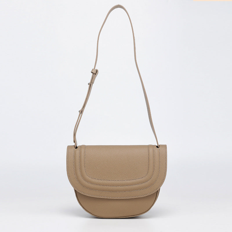 In Stock Trendy Retro Saddle Bag Semi-Circular Niche Texture Crossbody Women's Bag Simple Versatile Shoulder Bag for Women Daily Style