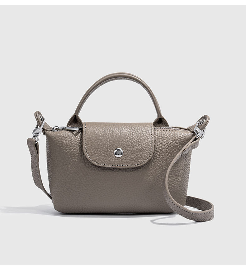 First Layer Cowhide Dumpling Bag Casual Genuine Leather Phone Bag for Women Summer Crossbody Bag Versatile Lightweight Walking Small Bag