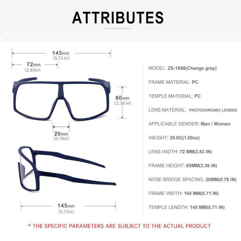 Cycling Sports One-piece Color-changing Sunglasses Men's Trendy Sunglasses Outdoor Mountaineering Sunscreen Glasses sunglasses