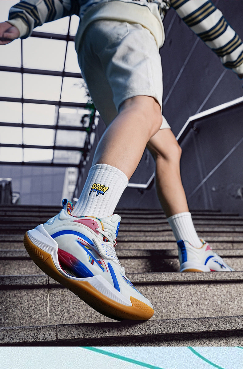 Plus Size Trendy Fashion Mesh Breathable Sports Shoes Youth Training Combat High Elastic Wear-Resistant Basketball Shoes