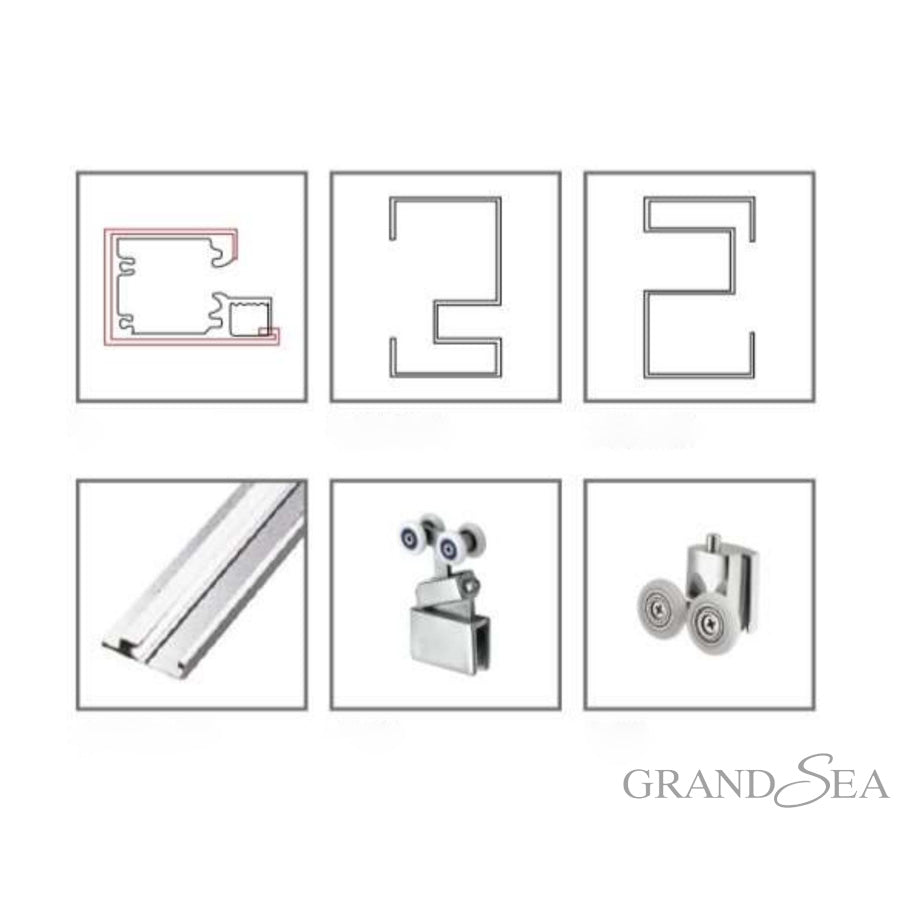 Normal Design 60x60 Aluminum Frame Glass Shower Door, Bathroom Sliding Glass Door