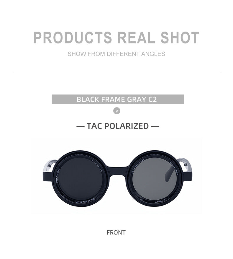 Nighttime Driving Glasses Round Frame ND Adjustable Zoom Men's Sunglasses2025New Polarized Sunglasses