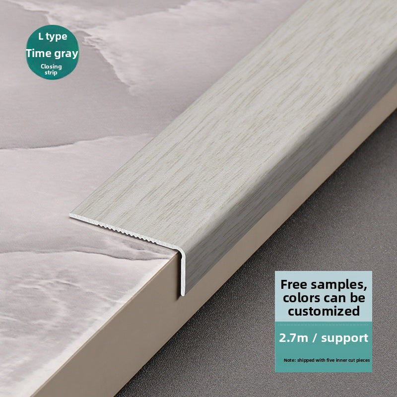 Aluminum alloy wood grain L Edge trim for wooden flooring at right angles7Decorative tile edge trim with embossed pattern for exterior corners