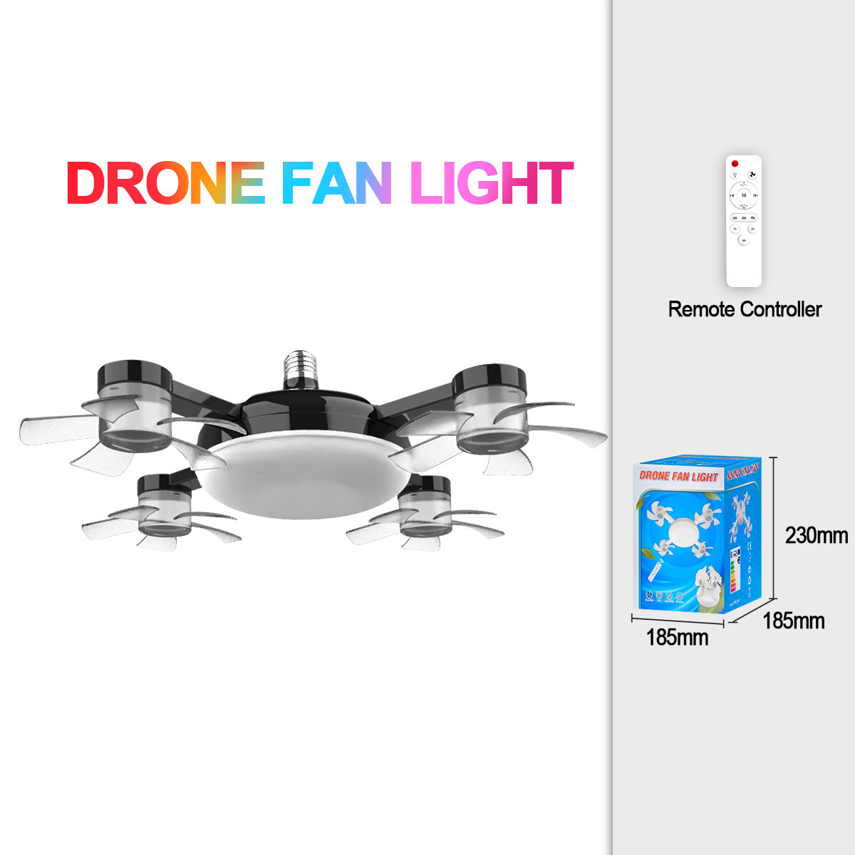 50W Drone Style Ceiling Fan Light E27Fan Light led Fan Light Folding Ceiling Light3Color Light