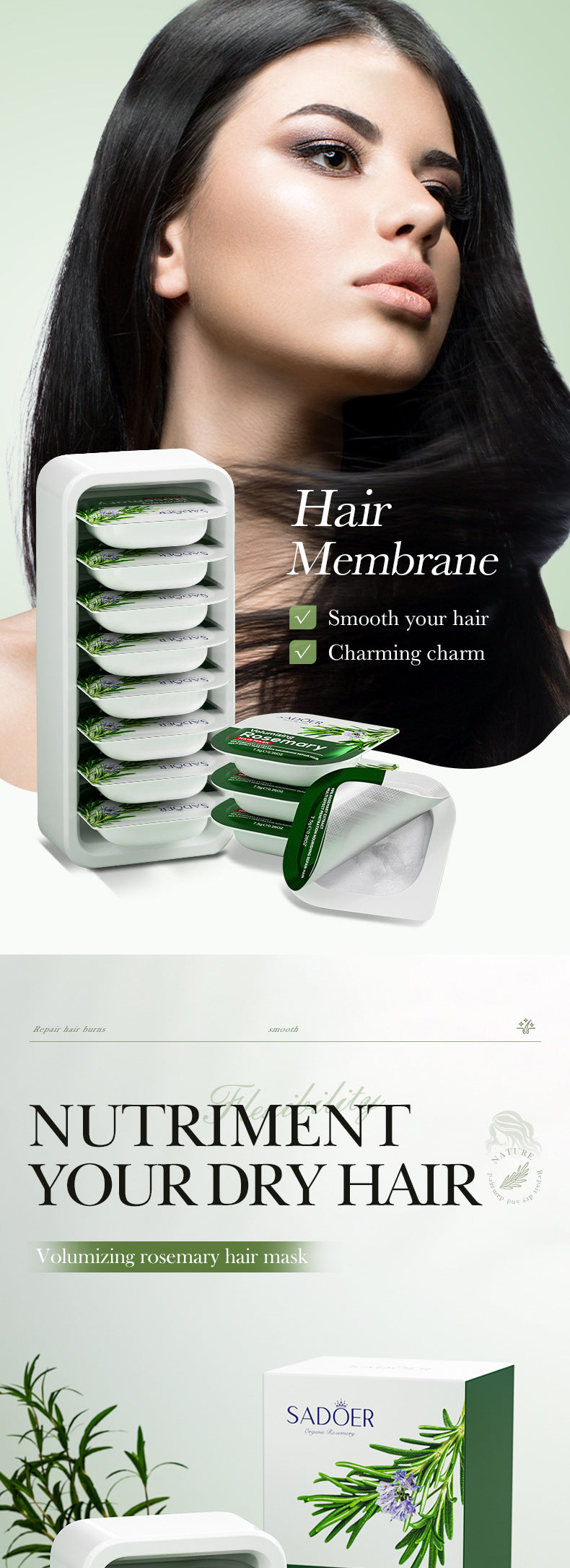 Rosemary Hair Mask SADOER Little Pudding Frizz and Split Ends Smoothing Conditioner Wholesale