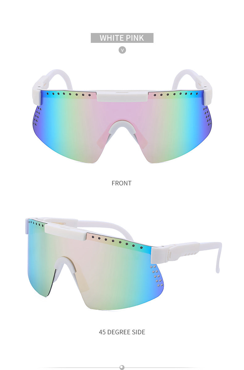 European and American Colorful Sunglasses Outdoor Cycling Windproof Sunglasses Men and Women One-piece Lens Sports Anti-ultraviolet Glasses