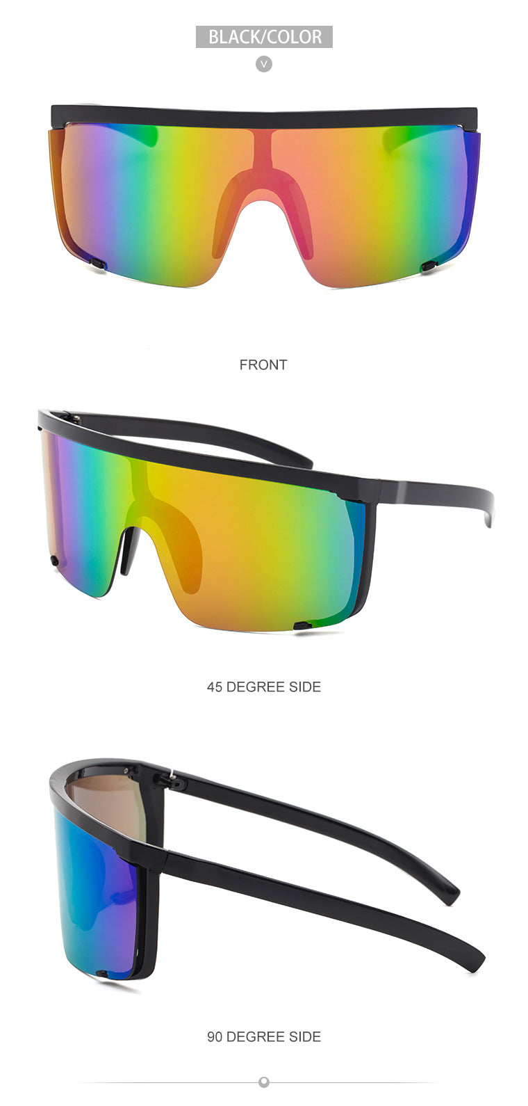 Colorful Cycling Sports Sunglasses for Men17183One-piece Windproof Frame Sunglasses for Men Trendy Sun Protection Glasses