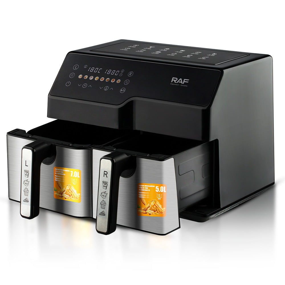 RAF European Standard Air Fryer Double Pot Large Capacity Multifunctional Household Electric Fryer No Oil Smoke Smart Touch Screen