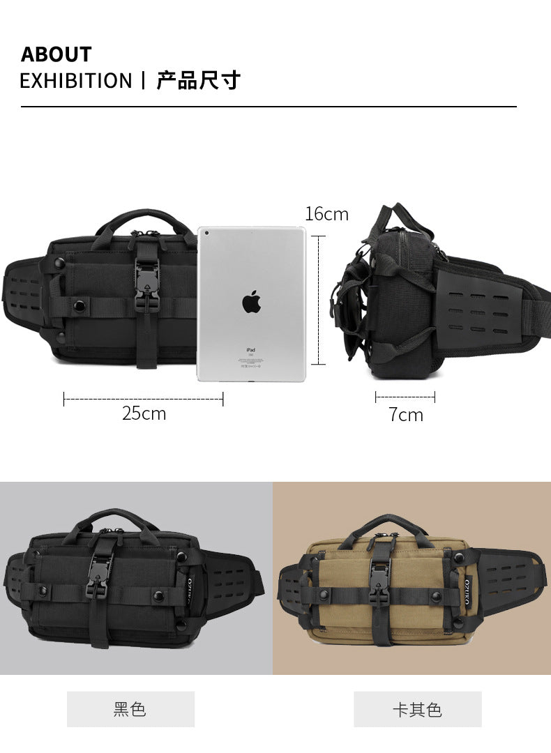 Men's Trendy Tactical Waist Bag Waterproof Small Crossbody Bag Outdoor Sports Cycling Running Lightweight Portable Bag male bag