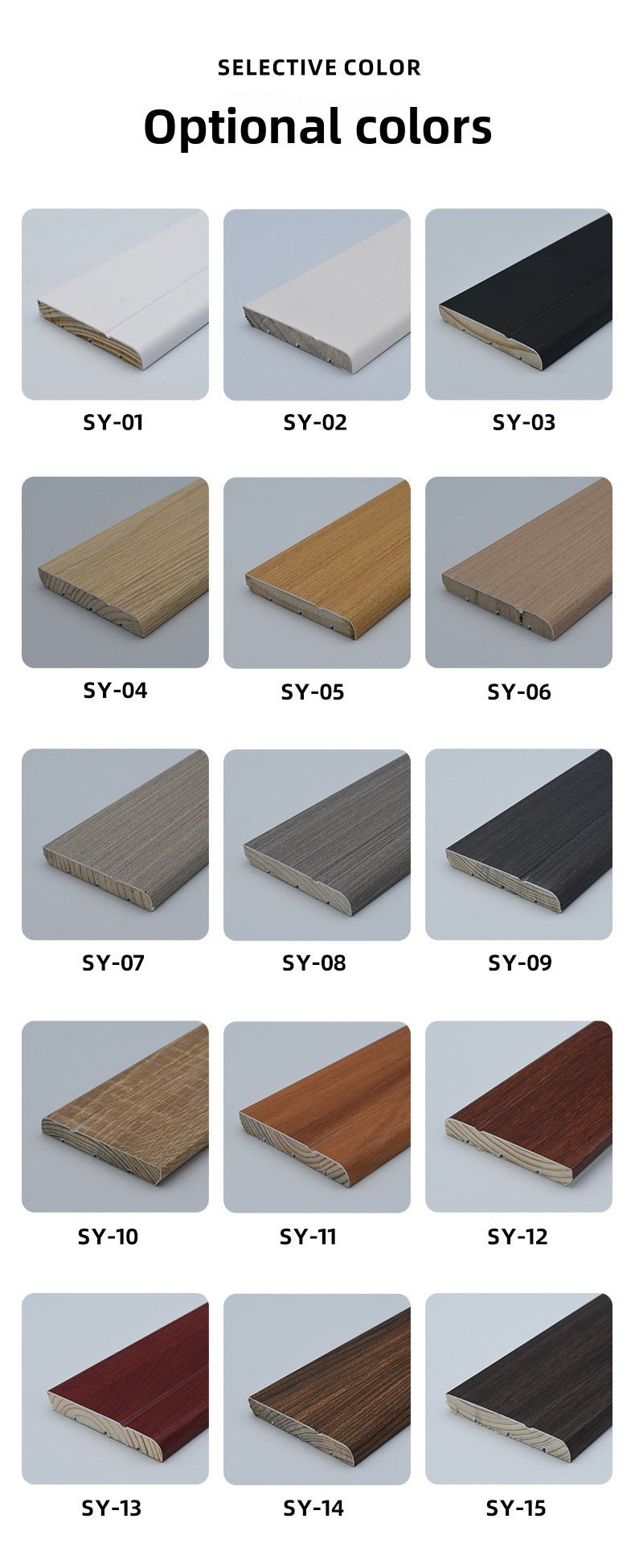 Pure solid wood ultra-narrow skirting board for wooden flooring, minimalist wooden baseboard, white and black painted decorative trim