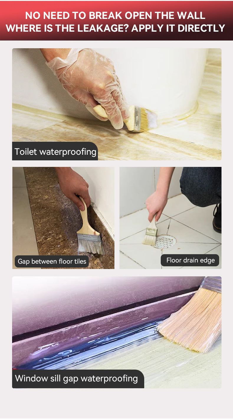 Transparent Waterproof Adhesive Exterior Wall Roof Bathroom Leak Repair Glue No Brick Breaking Floor Waterproof Coating Sealant