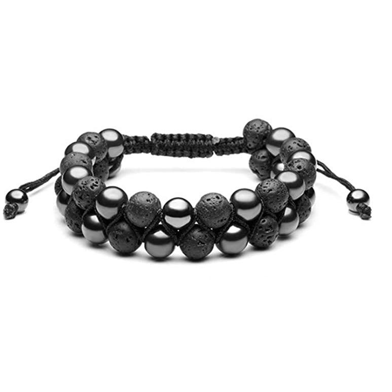 Men's Volcanic Tiger Eye Stone Double Layer Braided Bracelet Lapis Lazuli Agate Beaded Volcanic Black Gallstone Double Row Braided Bracelet
