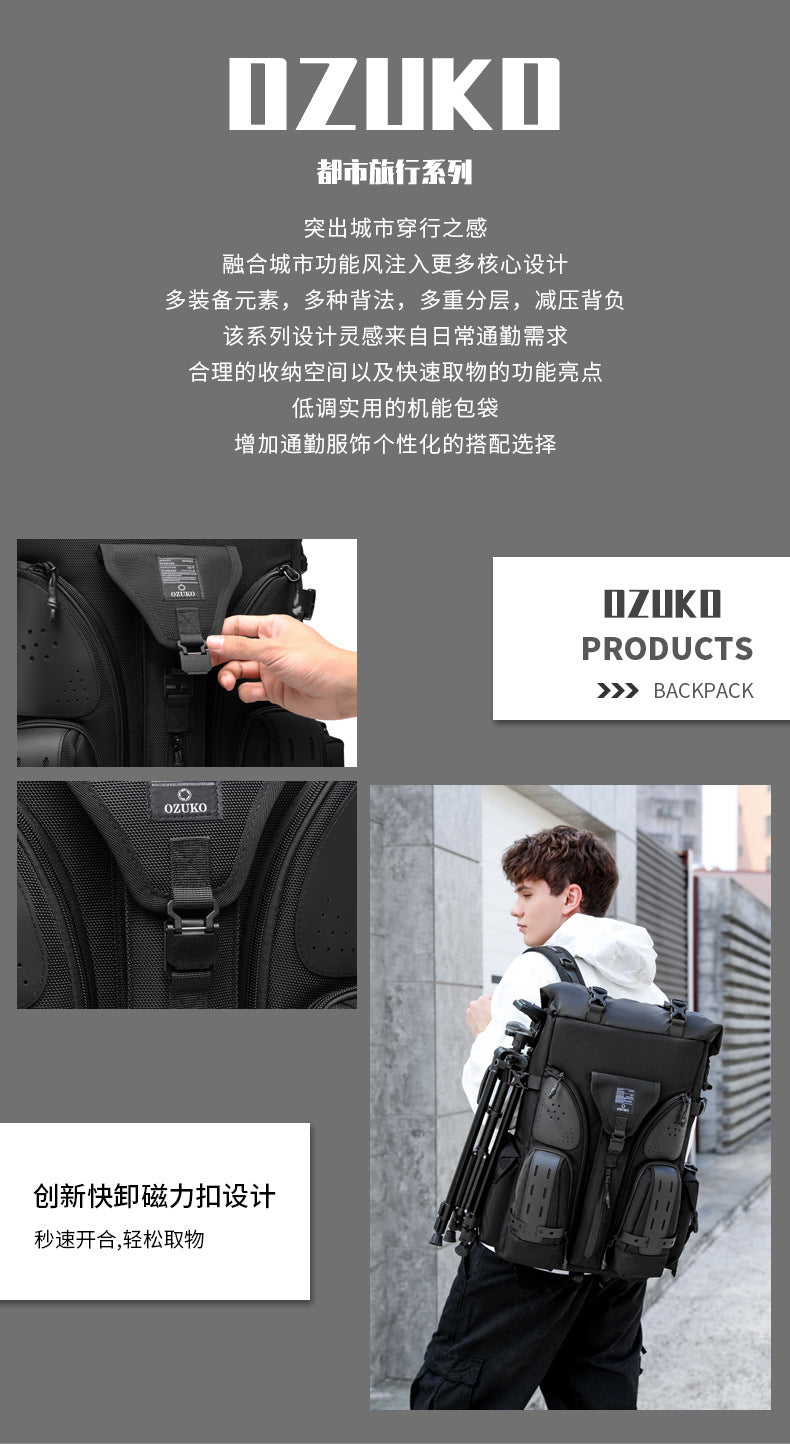 OZUKO Tactical Backpack Men's Shoulder Large Capacity Waterproof Baseball Bag Outdoor Travel Multifunctional Trendy Sports Bag