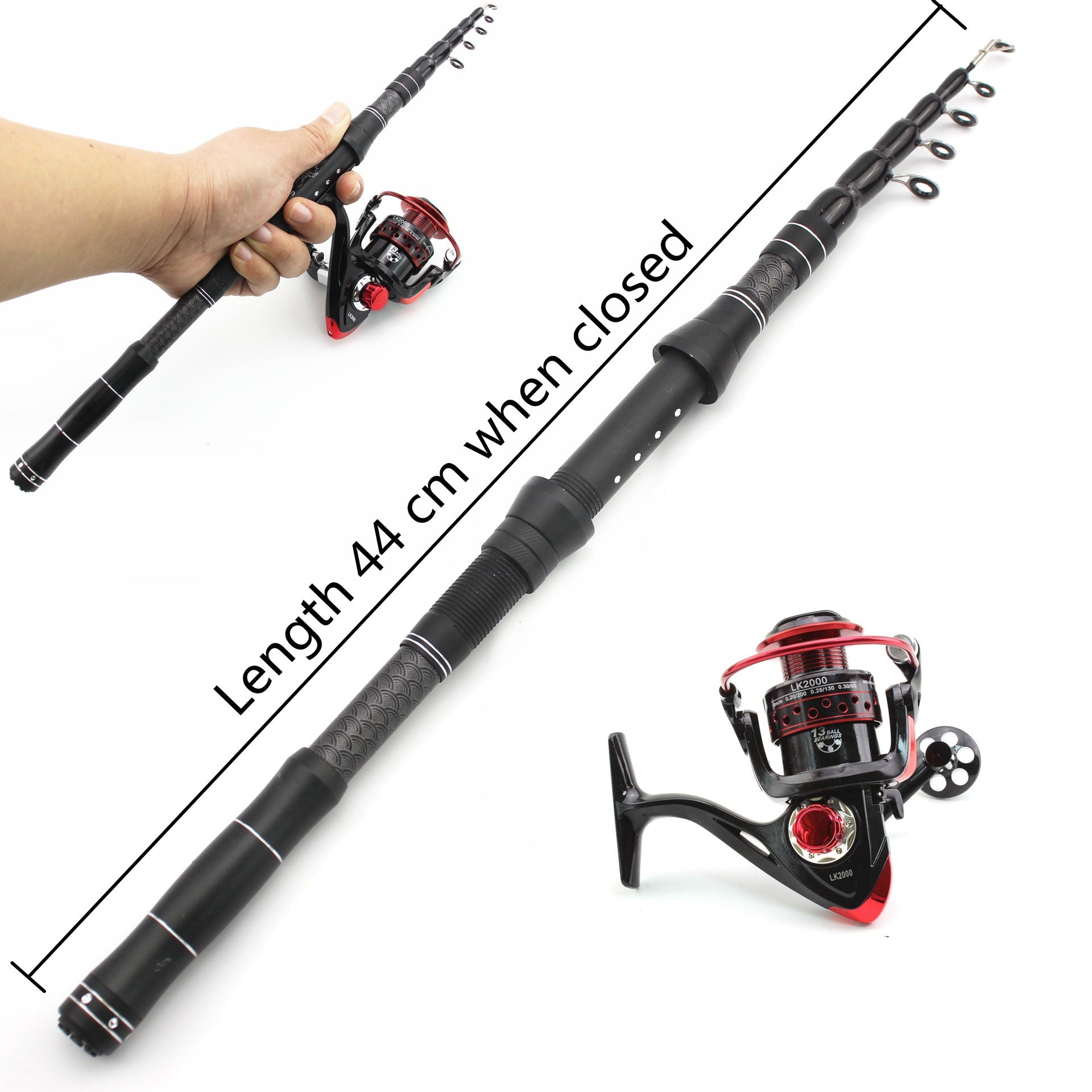 2.1Miluya Rod Set Ultra Short Telescopic Fishing Rod Spinning Reel Combo Amazon FBA Overseas Warehouse Fishing Gear