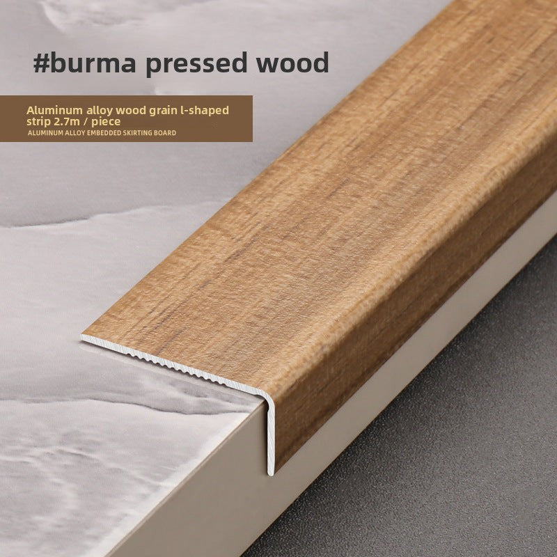 Aluminum alloy wood grain L Right-angle ultra-narrow wood flooring edge trim strip7Door threshold edging trim, wardrobe corner fastener strip