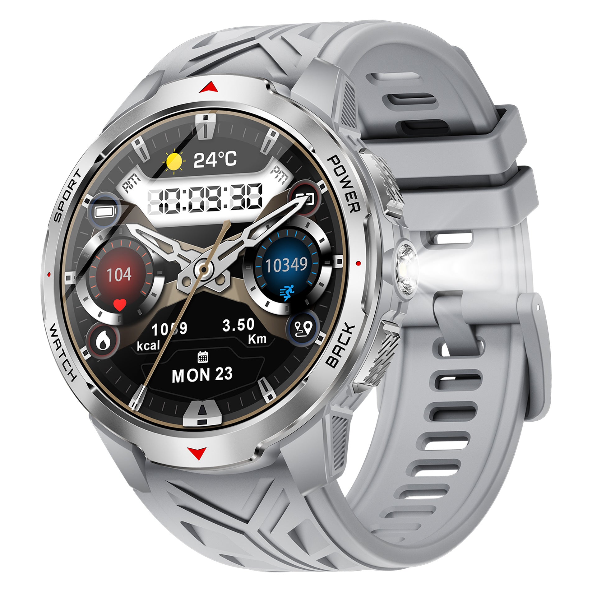 KT88Smart Watch Bluetooth Call Heart Rate Pedometer Sleep Compass Flashlight Deep Waterproof Three-Proof Sports