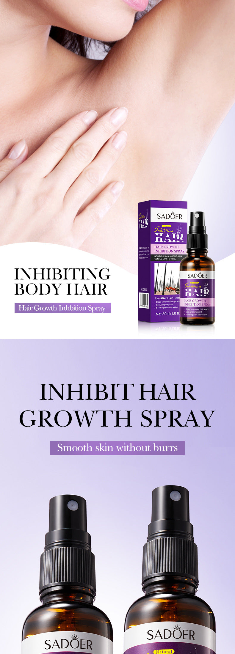 Hair Growth Inhibitor Spray SADOER Inhibiting Underarm and Leg Hair Spray  Wholesale