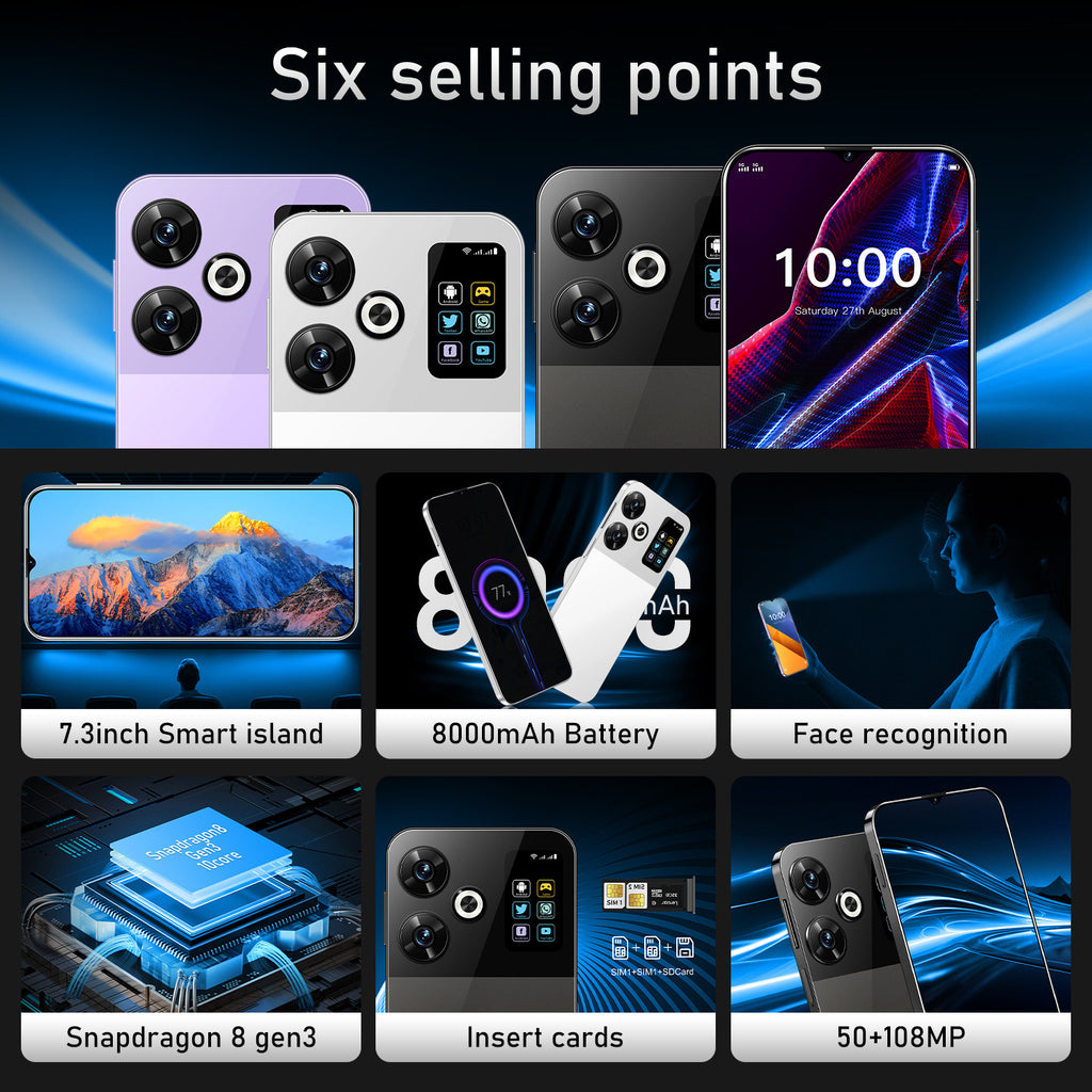 New Mobile Phone M6 Pro Large Screen7.3Inch16+1T Low Price Spot Wholesale Smartphones(Popular)
