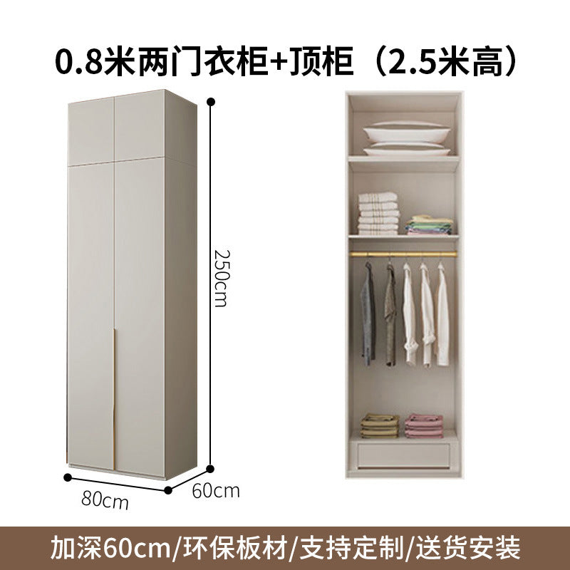 Cream Style Solid Wood Wardrobe Modern Simple Bedroom Storage Cabinet One Door to Ceiling Economical Small Apartment Home Large Wardrobe