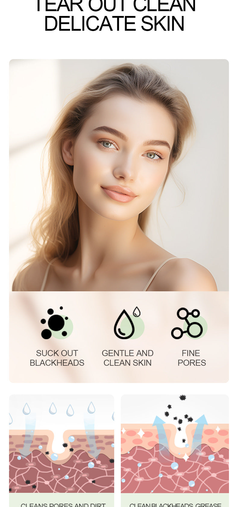 Nose Strips Pack SADOER Bamboo Charcoal Blackhead Absorbing Nose Mask Patch T District Nursing  Foreign Trade Wholesale