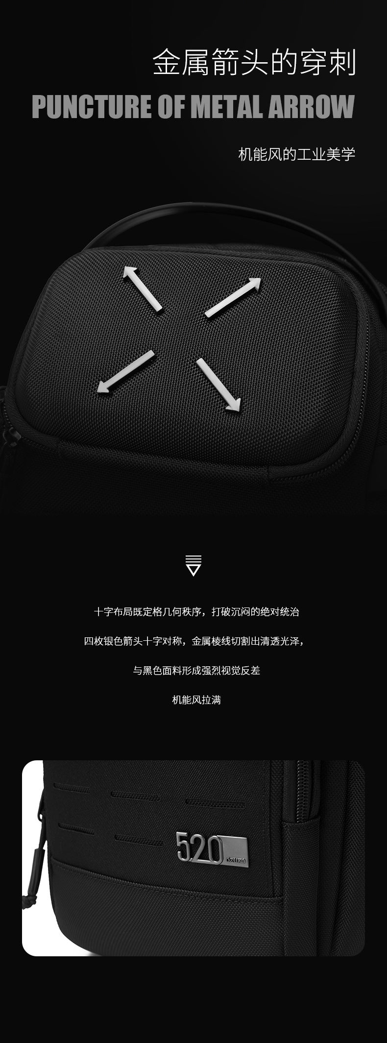 ozuko Men's Chest Bag Crossbody Bag High-end Waterproof Large Capacity Trendy Men's Shoulder Bag Commuting Portable Bag