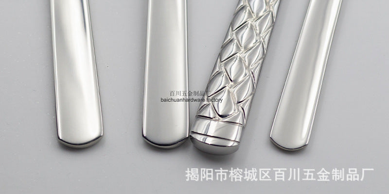 304Stainless Steel Knife Fork Spoon Thickened Forged Relief Tableware Western Steak Knife Fork Dessert Spoon4Piece Suit