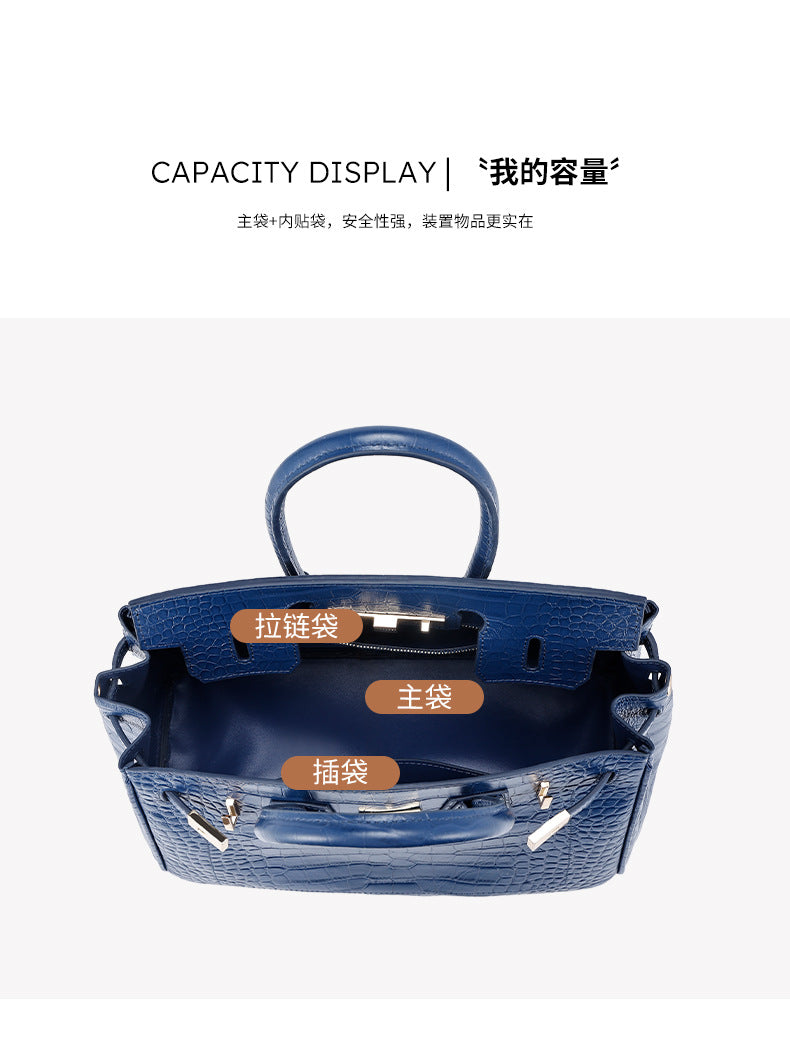 European and American New Style Platinum Bag Women Genuine Leather Handbag Fashion Women's Bag Crossbody Bag Niche Versatile Shoulder Bag Large Capacity