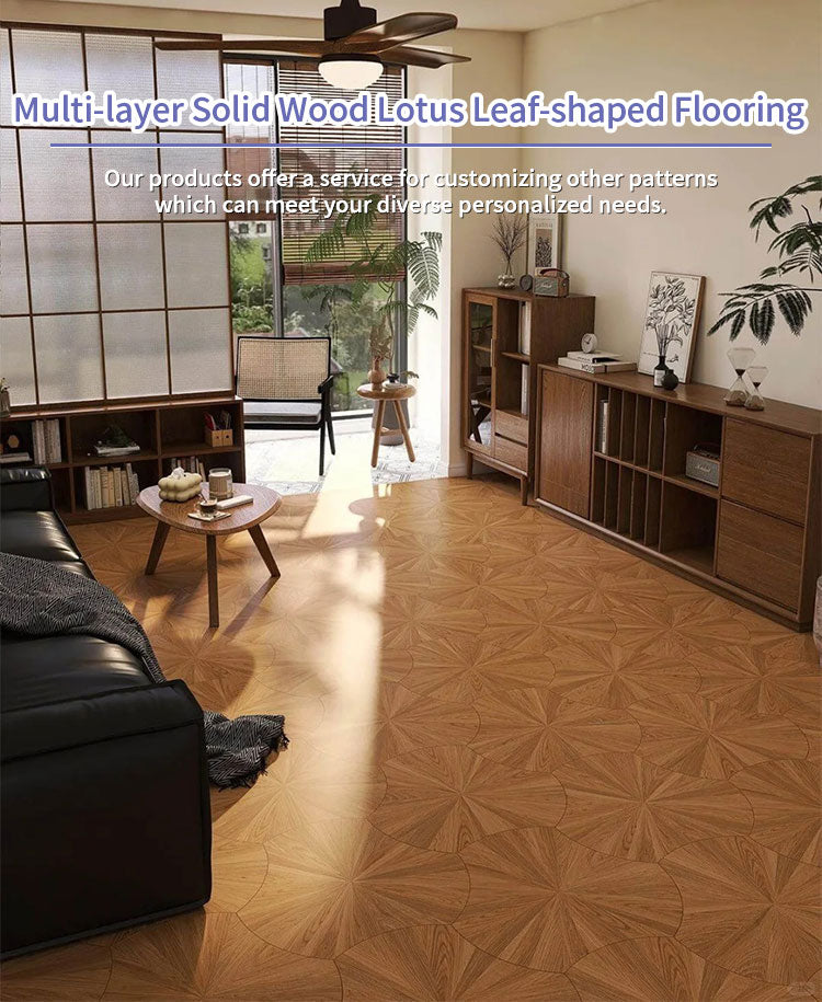 High-End 14mm Custom Solid Wood Oak Lotus Pattern Engineered Laminate Flooring | Multi-Layer Decorative Waterproof Parks