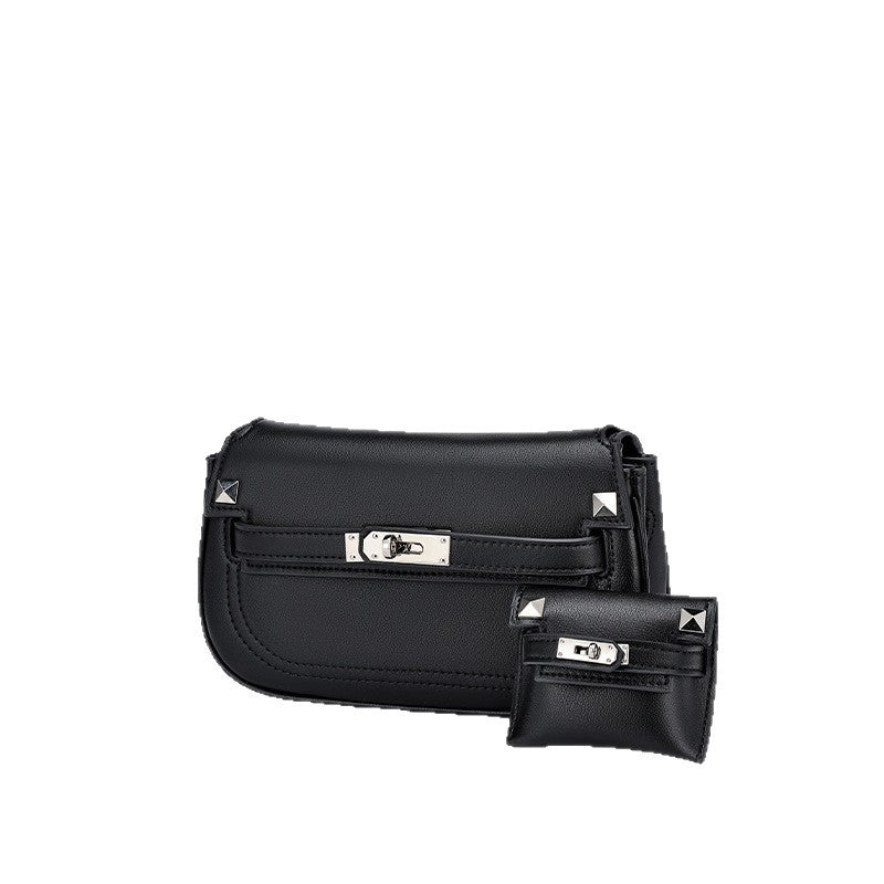 European and American Style Casual Women's Small Crossbody Bag2025New Fashionable Lightweight Single Shoulder Crossbody Bag with Buckle Genuine Leather Kelly Bag
