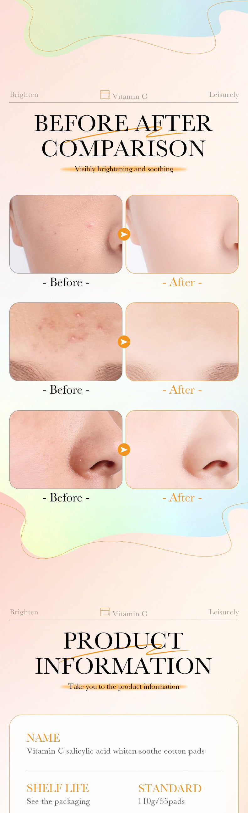 Vitamin C Cotton Sheet SADOER Salicylic Acid Whitening and Rejuvenating Mask Cross-Border Wholesale