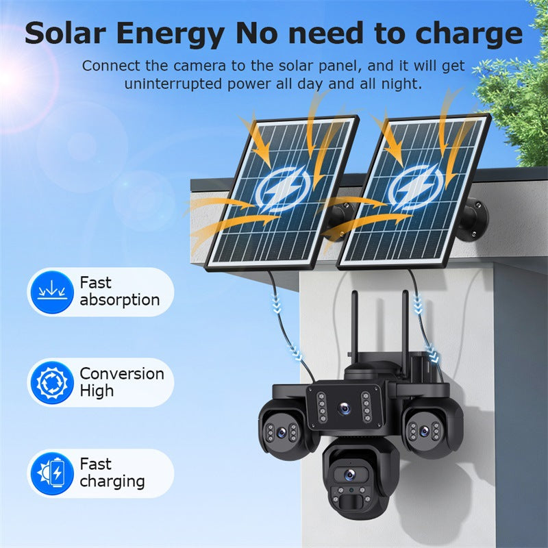 AOV Solar Monitoring HD Four-eye Solar Surveillance Camera Outdoor24Hourly Real-Time Monitoring