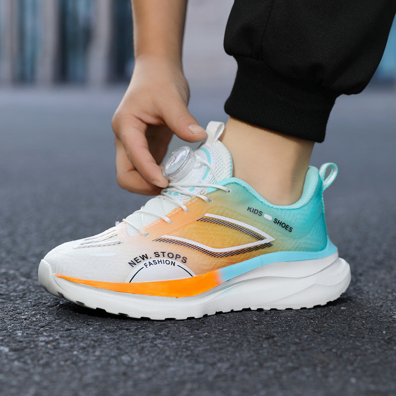 Spring and Summer New Children's Comfortable Breathable Button Running Shoes Fashionable Casual Kids Shoes Non-Slip Wear-Resistant Boys' Sports Shoes