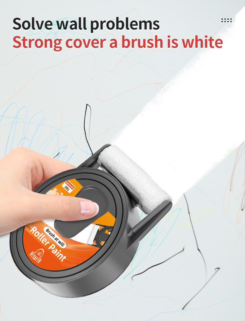 New Small Roller Paint Self-Brushing Latex Paint Wall Repair Stain Removal Magic White Wall Surface Repair White Large Paint Roller