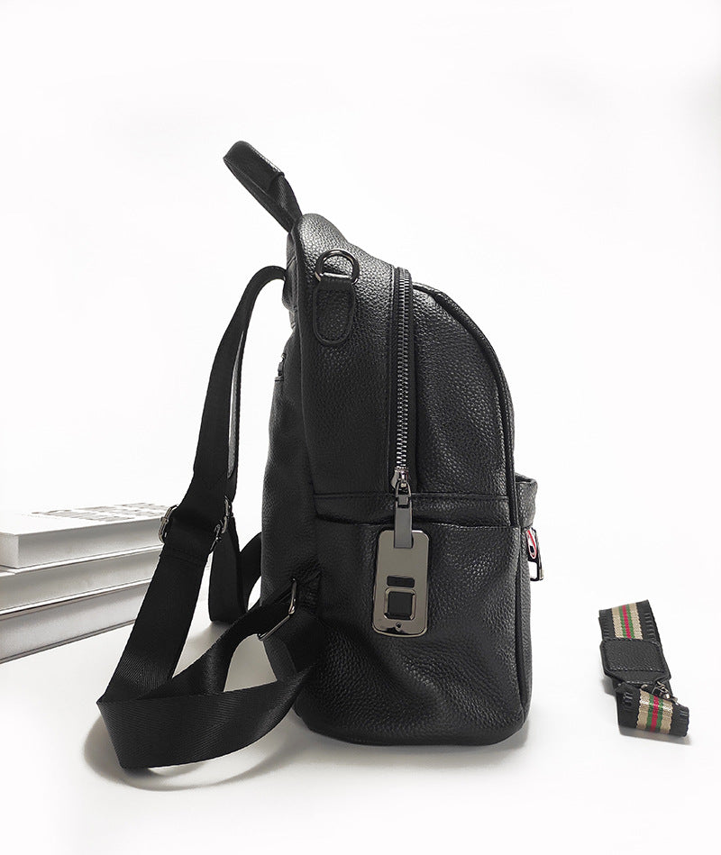 Anti-theft Backpack for Women Genuine Leather Travel Backpack with Fingerprint Unlock Versatile Casual Large Capacity Shoulder Bag