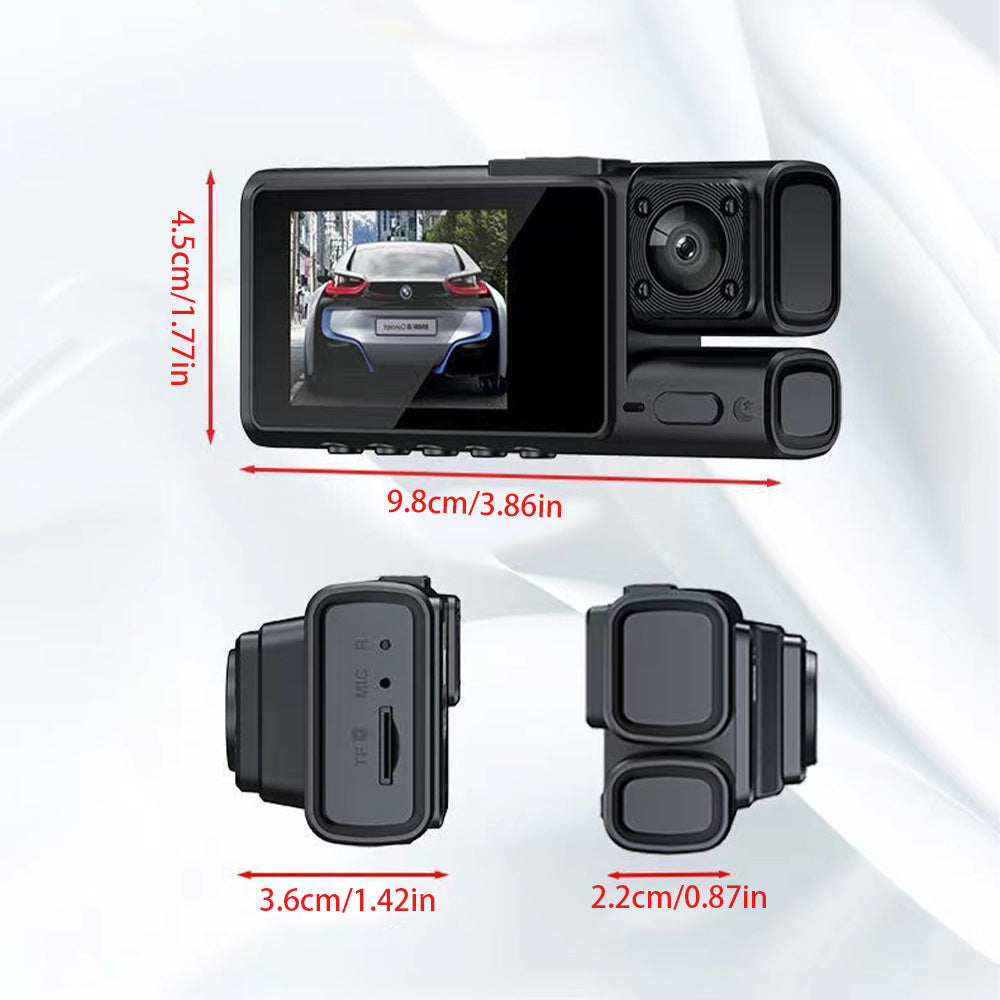 New S19HD Night Vision Three-Channel Dash Cam1080P HD Rearview Mirror Three-Lens Reversing Image