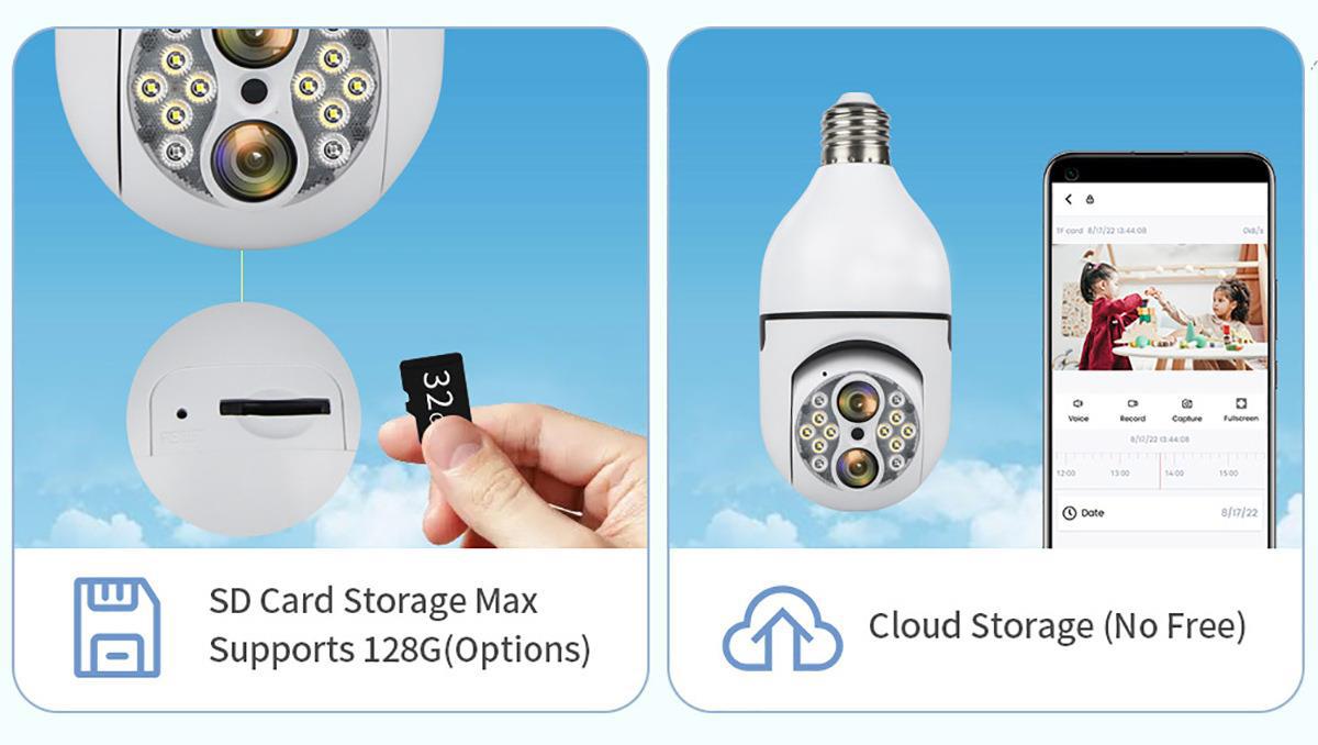 Binocular Bulb Surveillance Camera Zoom Lamp Head Surveillance Camera Full Color Night Vision Smart Lamp Head