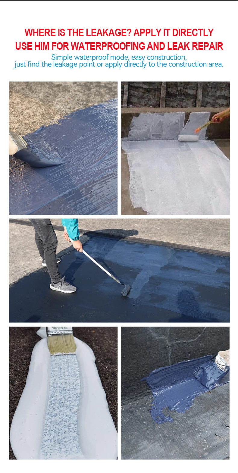 Waterproof Polyurethane Coating Roof Window Sill Liquid Membrane Flat House Crack Leak Sealant Anti-Seepage