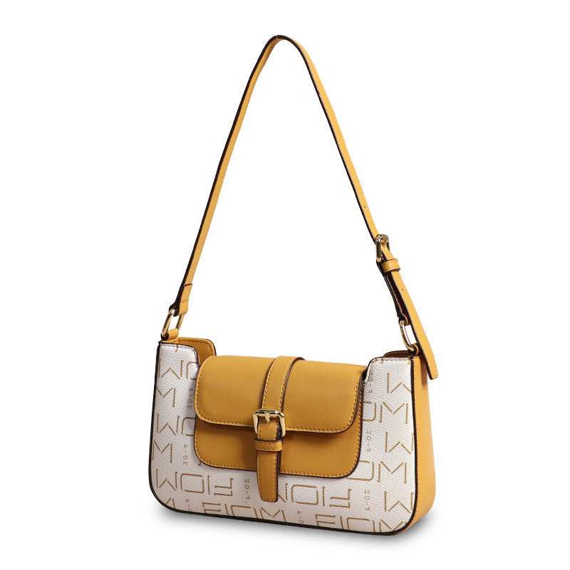 2024New Fashion Women's Bag Trendy Cowhide Letter Underarm Bag Niche Women's Shoulder Handbag